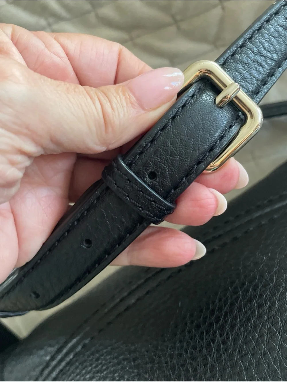 kate spade Black Pebbled Leather Crossbody with Gold Hardware
